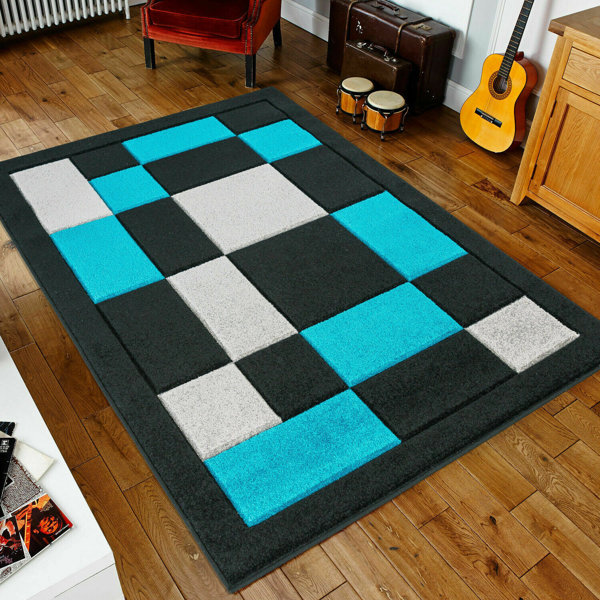 Metro Lane Yermolayeva Premium High Quality Beautiful Thick Black/Teal Rug Wayfair.co.uk